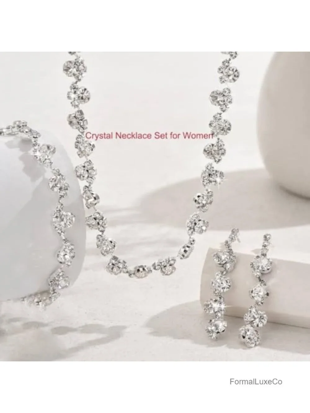 Rhinestone Bridal Wedding Jewelry Set Choker Necklace Earrings Bracelet